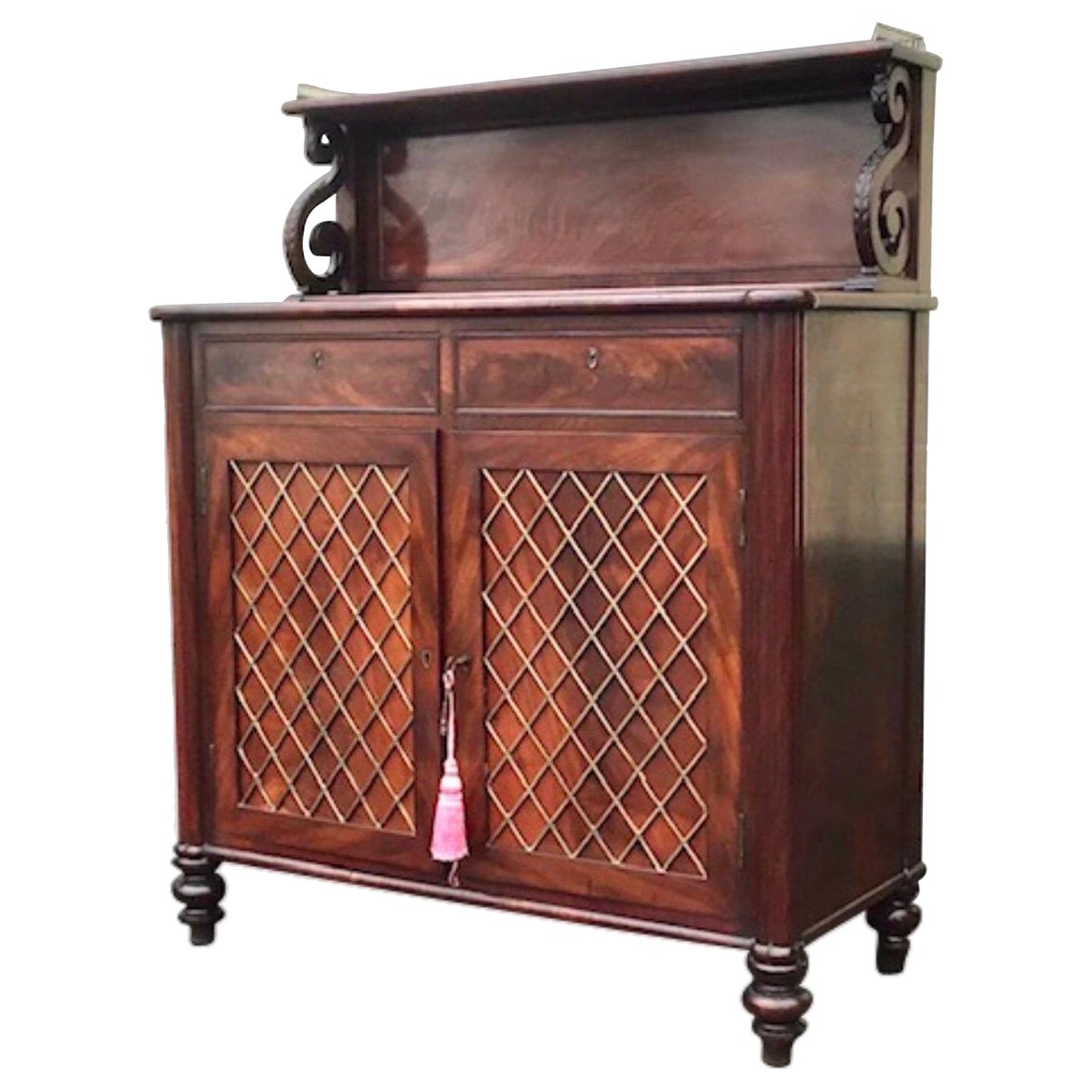 Small Regency Mahogany Antique Chiffioneer Cabinet Sideboard For Sale