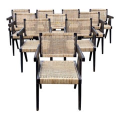 Ten Pierre Jeanneret ‘Black’ Floating Back Office Chairs Model PJ-010101L Circa