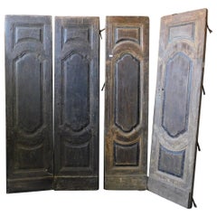 Set of 2 Antique Double-Wing Doors, Black Lacquered, 18th Century Rome 'Italy'