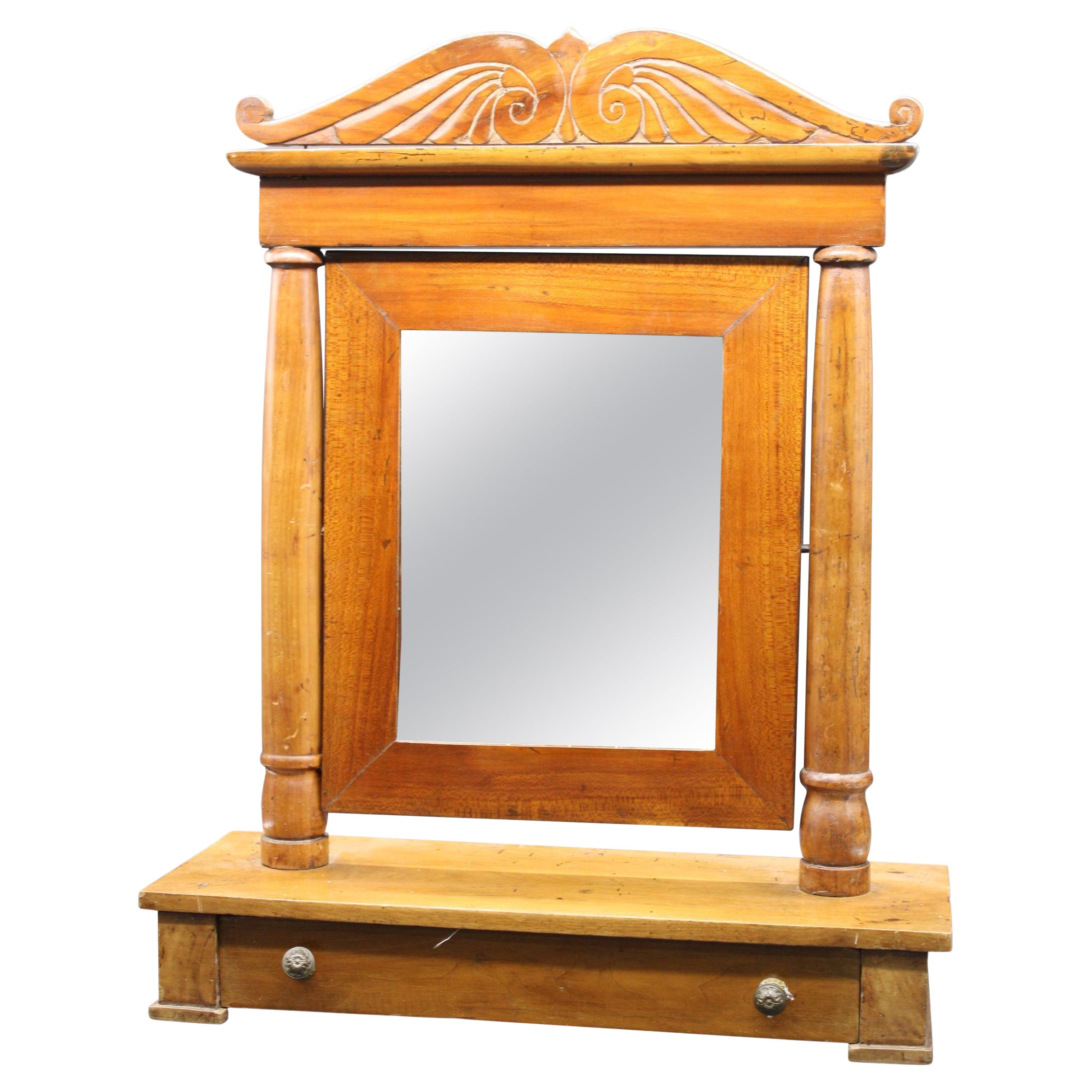 19th Century Table Mirror, Cherry Wood For Sale