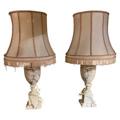 Pair of Classicism Alabaster Marble Table Lamps