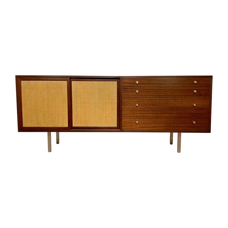 Harvey Probber Mahogany and Cane Front Credenza, Circa 1950s For Sale
