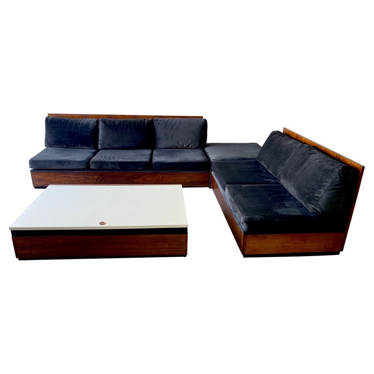 Unique Mid Century Modern Milo Baughman Era Four Piece Sectional Sofa Set For Sale