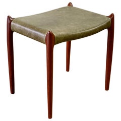 Tabouret Niels Otto Mller modèle 78A en teck et cuir - J.L. Mller Mobelfabrik