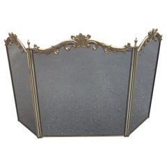 Retro Solid Brass Ornate and Iron French  Fireplace Screen