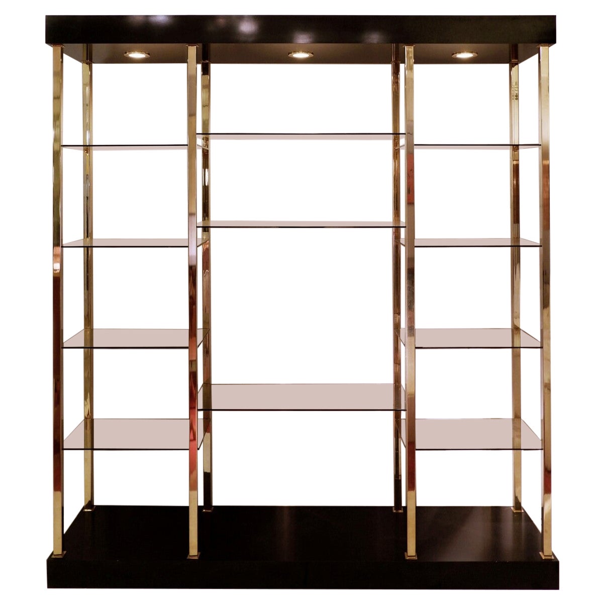 Modular Brass Glass Shelving Unit For Sale at 1stDibs