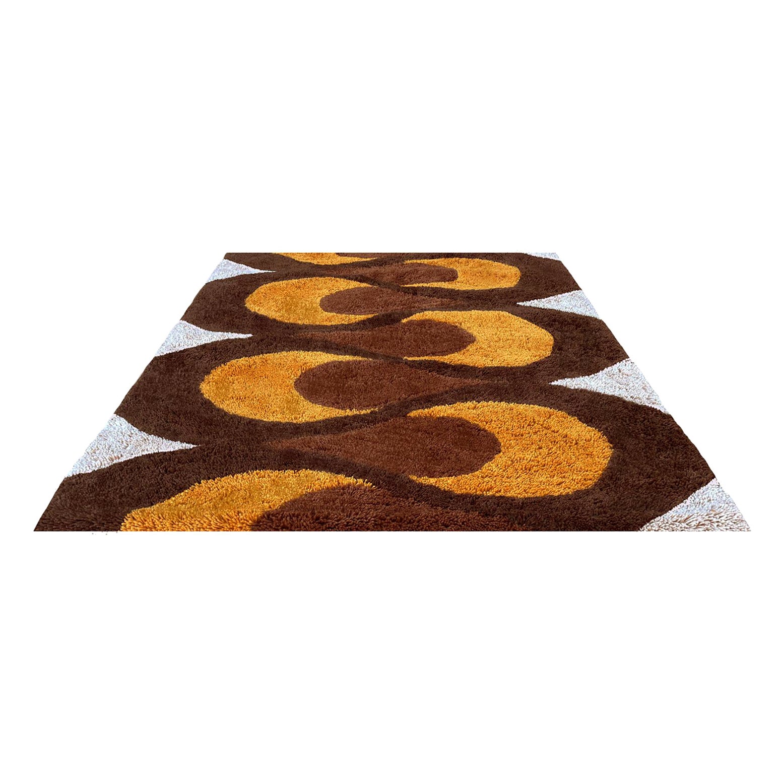 Rya-Teppich im dänischen Stil aus der Mitte des Jahrhunderts mit tropfenförmigem Design nach Panton im Angebot