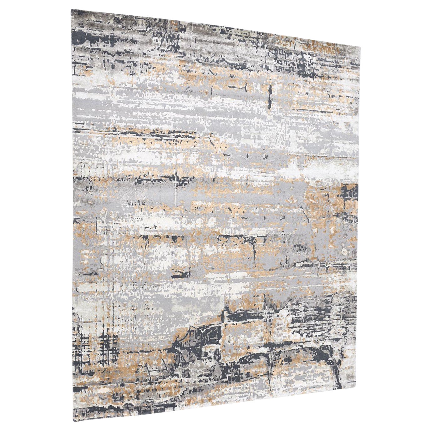 New Modern Abstract Design Wool and Silk Rug For Sale