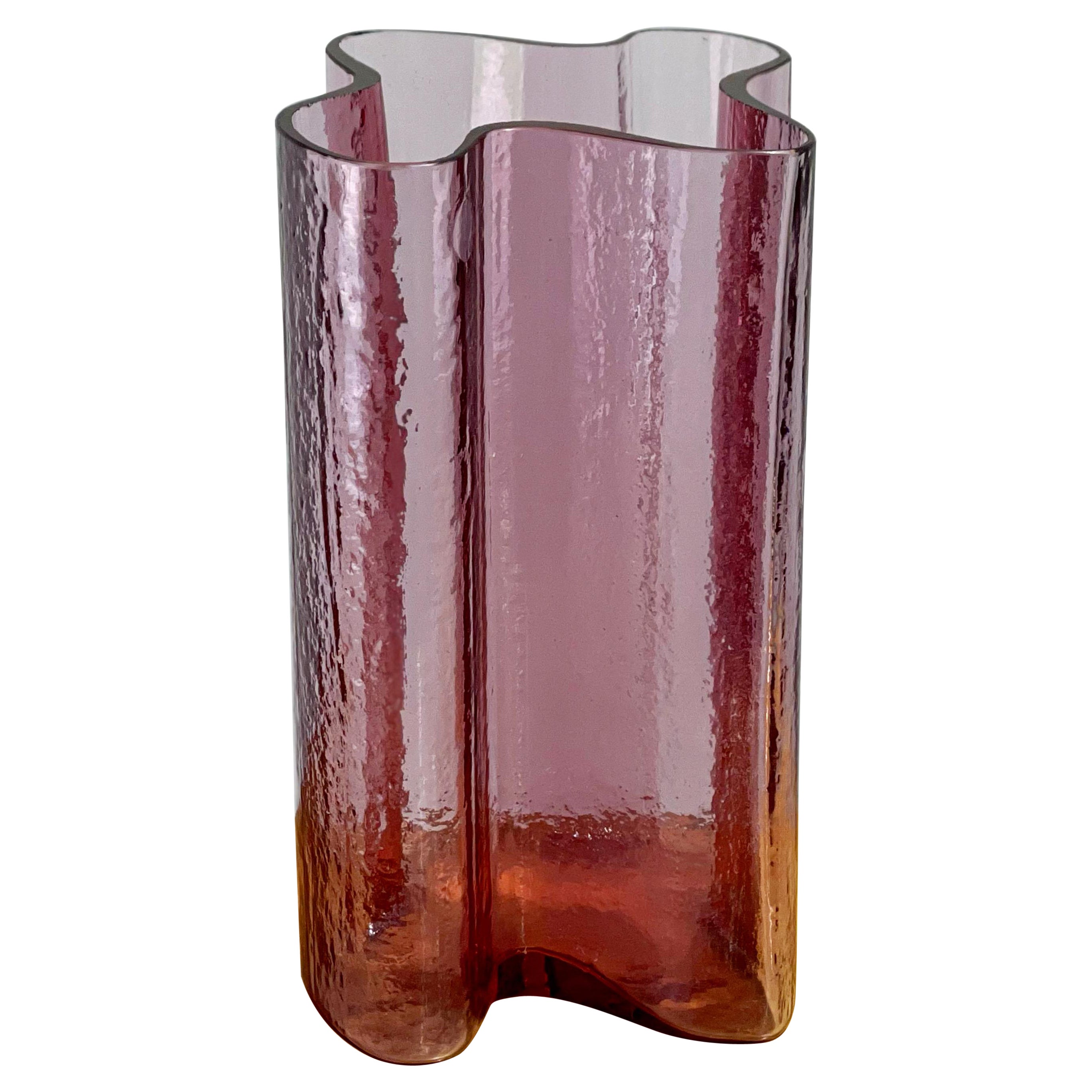 Rare Blenko Glass 6312l Rosé, Midcentury Handcrafted Pink Art Glass Vase