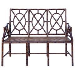 Regency Style Faux Bamboo Bench or Settee with a Faux Tortoise Finish