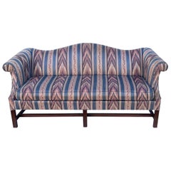 Retro Chinese Chippendale Style Camelback Sofa by Hickory Chair with Fretwork