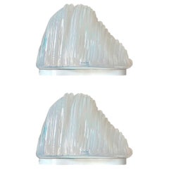 Italian Midcentury Pair of "Iceberg" Murano Table Lamps by Carlo Nason, 1970s