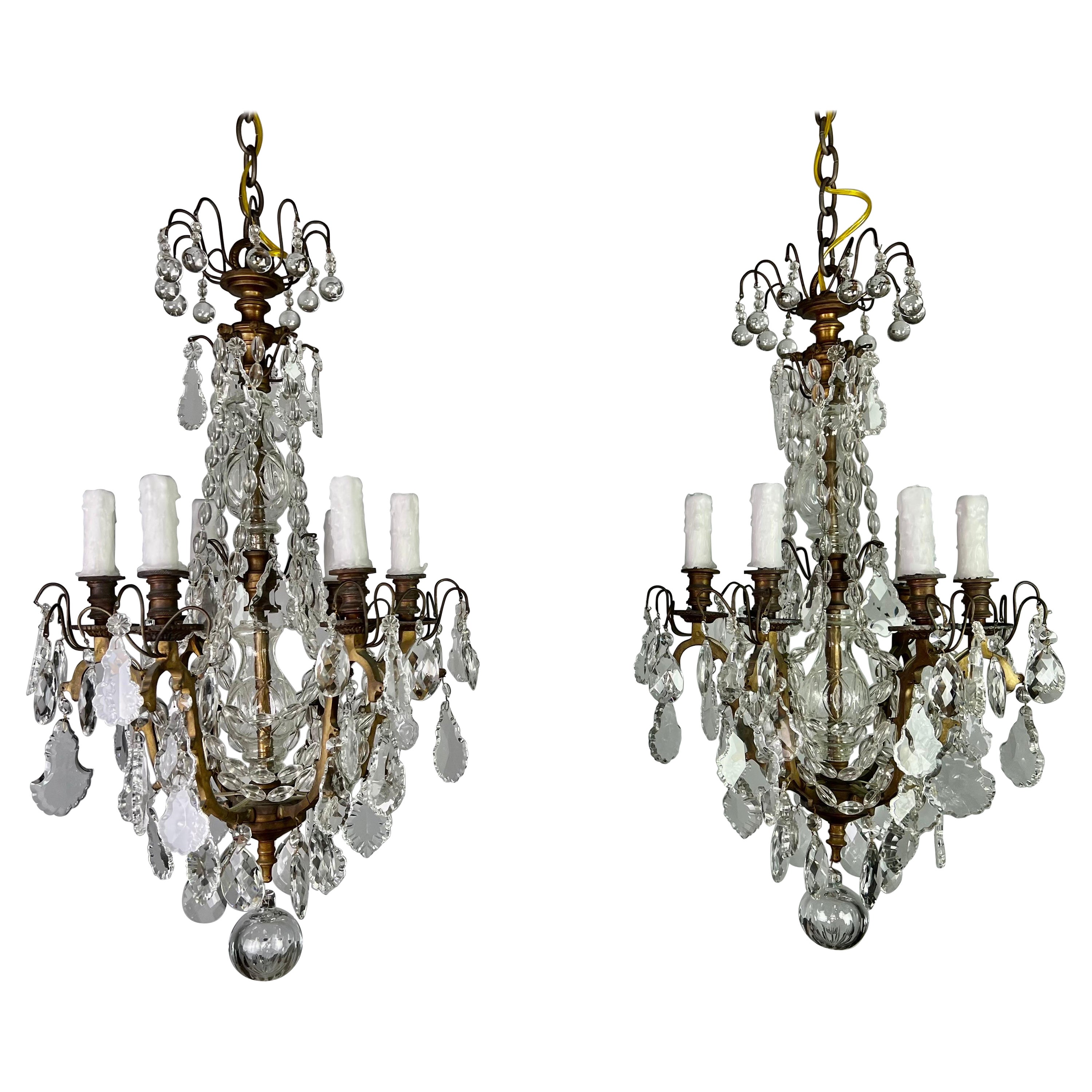 Pair of 19th C .French Crystal Chandeliers