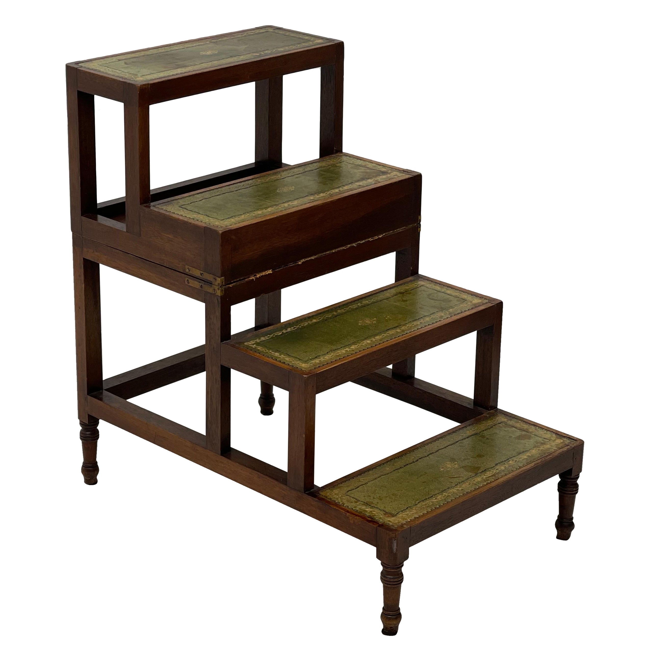 Antique Folding Library Steps Convertible Table