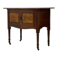 Early 20th Century Antique English Walnut Buffet Cabinet with Casters