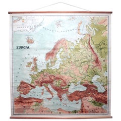 Antique Swedish School Map of Europe, Large, Made in Sweden, 1905