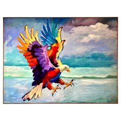 Original von der Künstlerin signiertes Gemälde „An Eagle as She Flies“, Rose