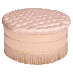 Round Upholstered & Tufted Ottoman 20th C