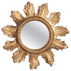 Mid-Century Petite French Gilt Sunburst Mirror