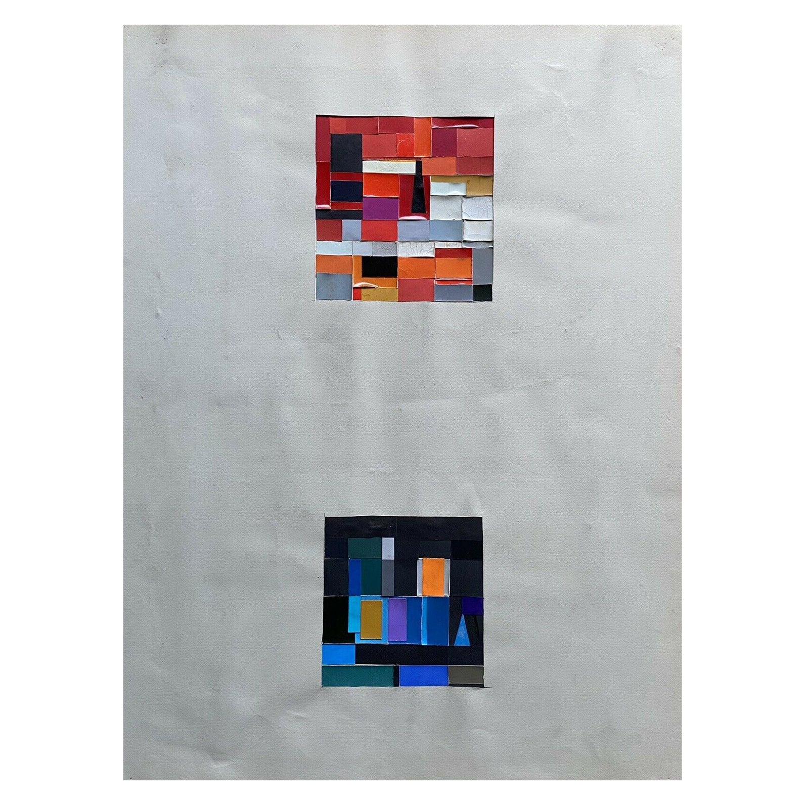 Claude Lagouche, Orignal 1970's French Cubist Abstract Collage Work