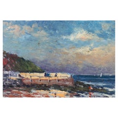 French Impressionist Oil Landscape, Beautiful Ocean Beach California