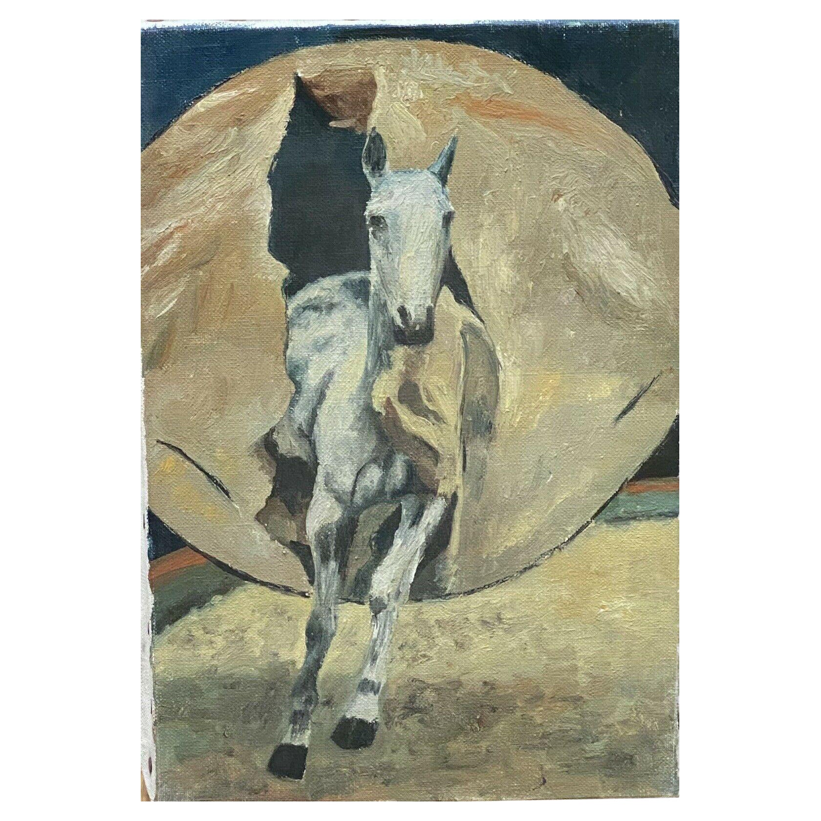 Huile impressionniste française du peintre Fernand Audet, Le cheval de cirque