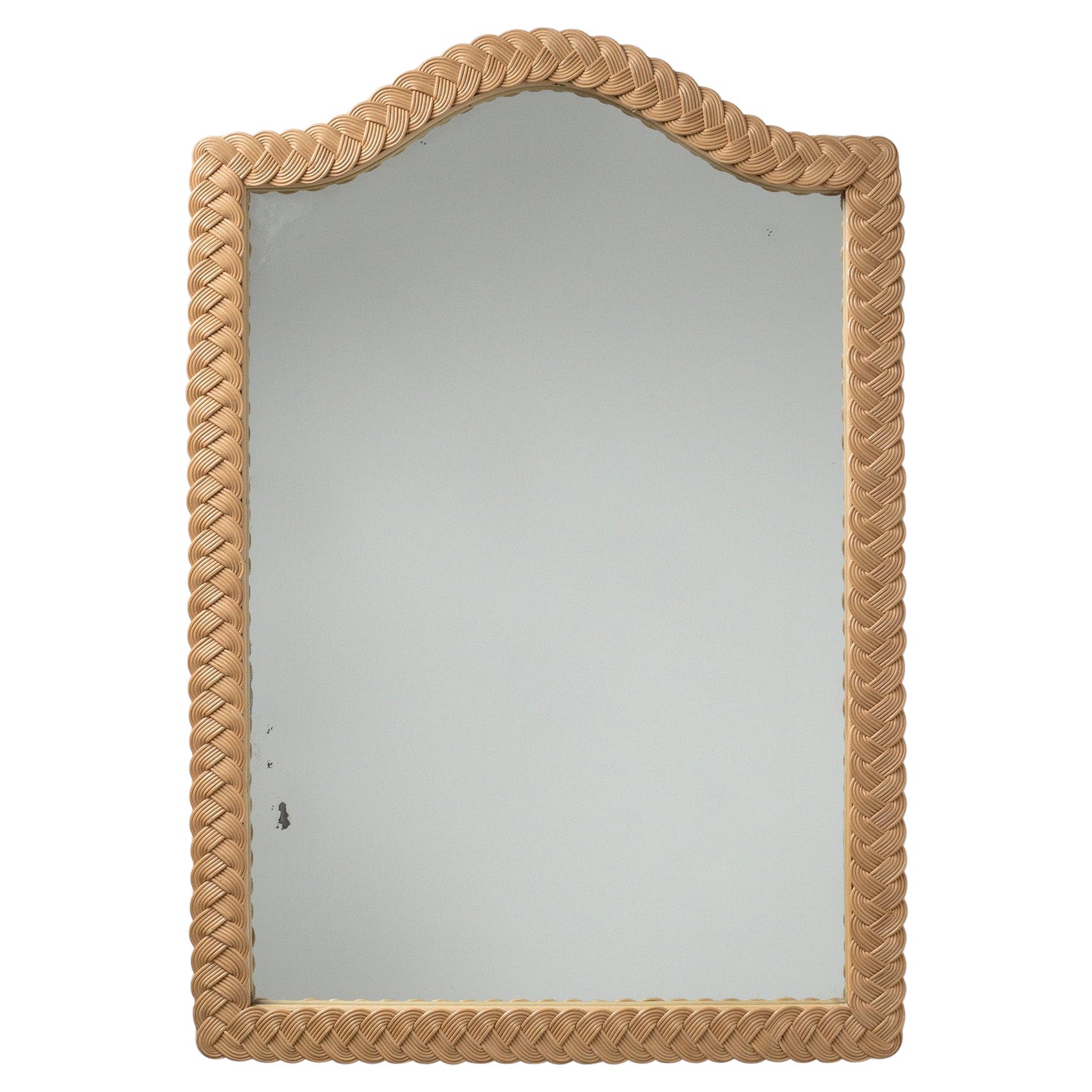 French Rattan Mirror, 1970s For Sale