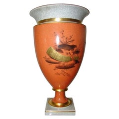 Royal Copenhagen Large Cracle Glaze Vase with Motif and Gold Decoration