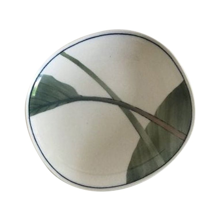 Royal Copenhagen Dish with Green Leaf Motif from 1982 by Andy CT For Sale