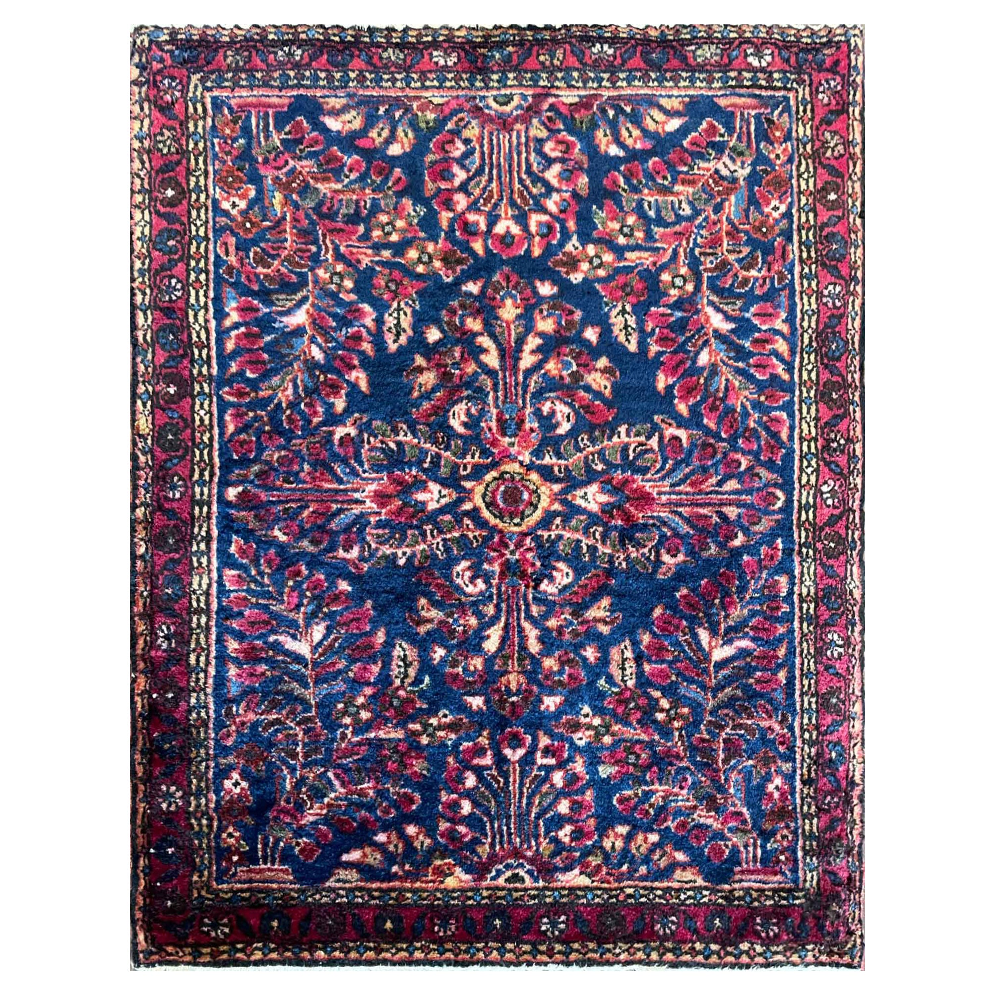 Antique Persian Mohajeran Sarouk Vase Rug, Manchester Wool at 1stDibs