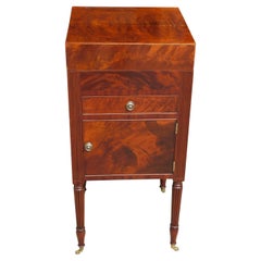 American Cuban Mahogany One Drawer Fluted Side Table with Reeded Legs, C. 1810