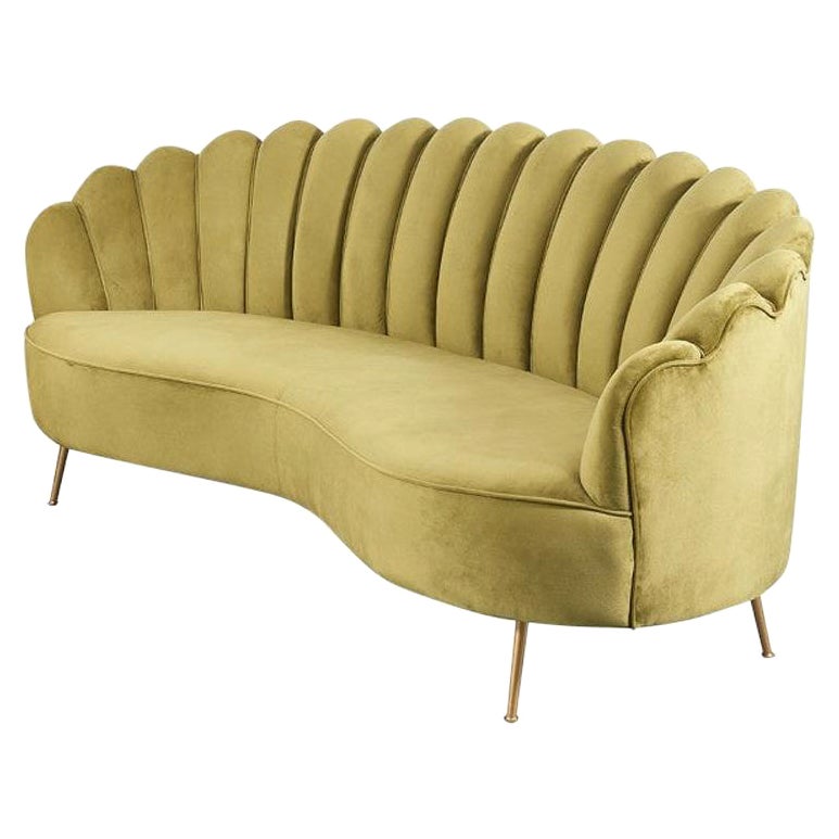 Scandinavian Green Velvet and Rosewood Sofa For Sale at 1stDibs