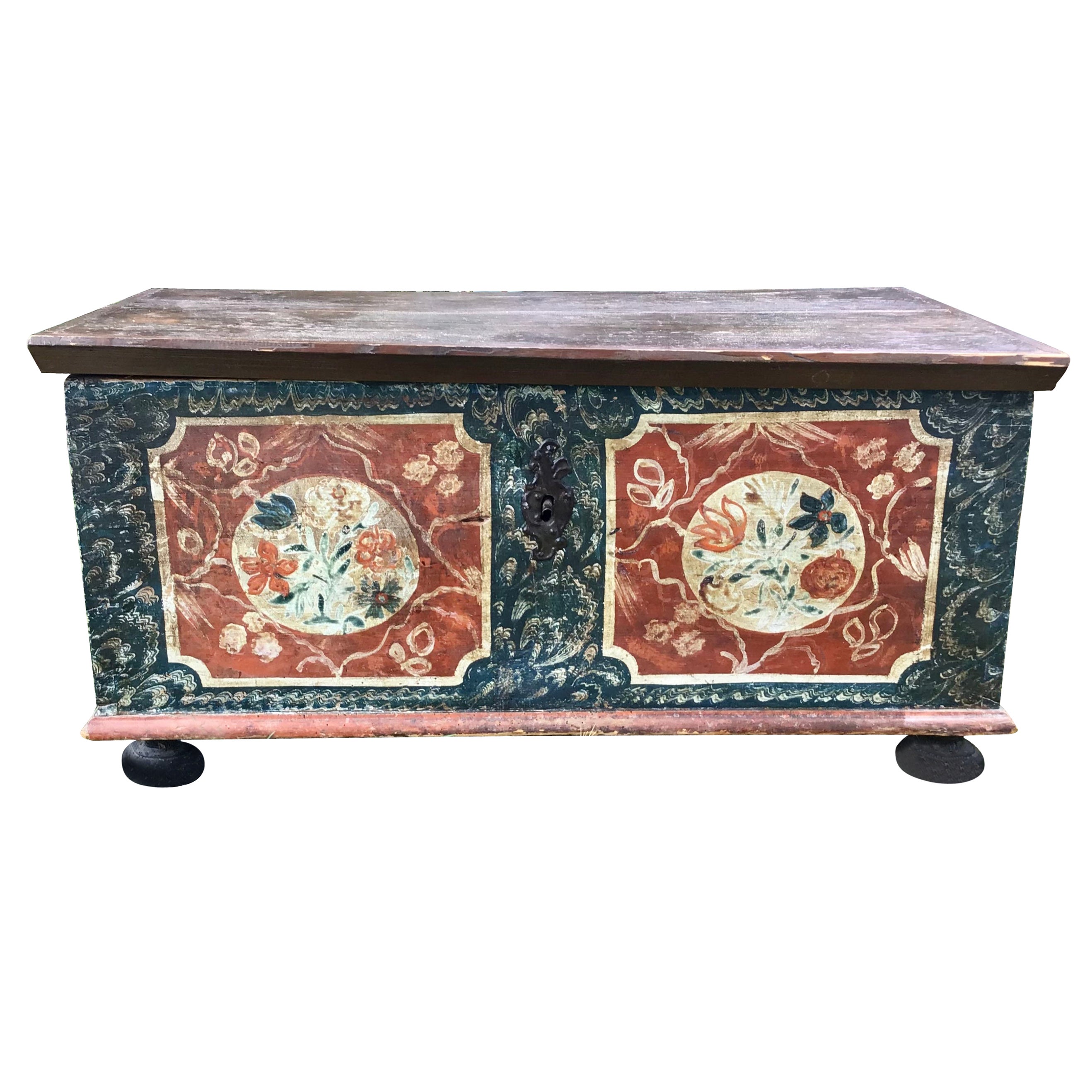 Painted Pine European Blanket Chest For Sale