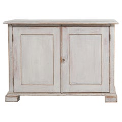 Antique Genuine Northern Swedish Rustic Low White Country Sideboard with Drawers