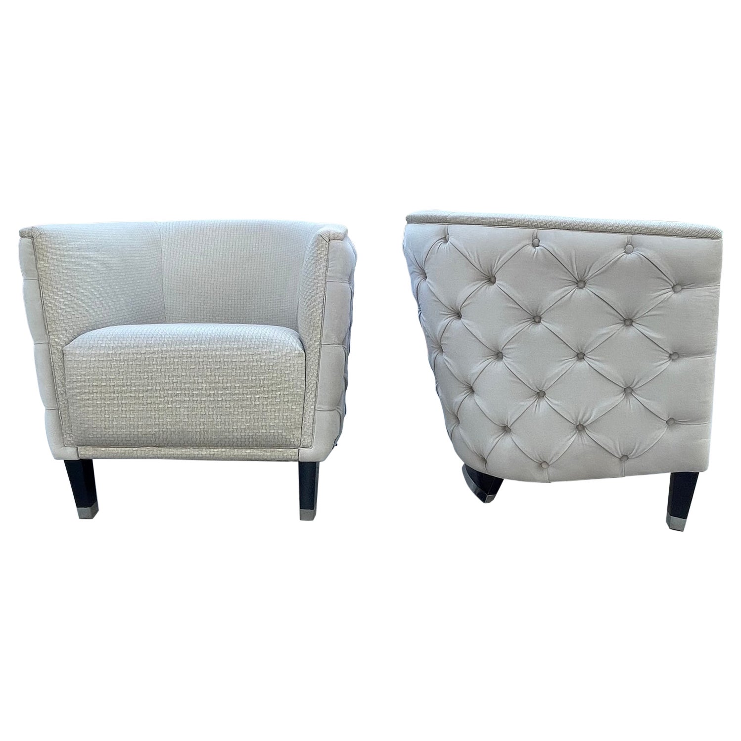 Pair of Lounge Chairs with Tufted Backs by Luxury Living For Sale