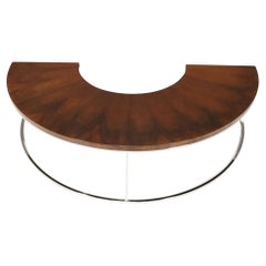 Milo Baughman Rosewood and Chrome Semi-Circle Cocktail Table