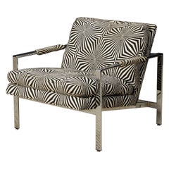 Milo Baughman for Thayer Coggin Chrome Flat-Bar Lounge Chair, c 1966, Signed