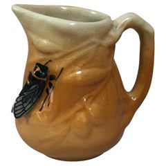 Majolica Pitcher With Cicada and Olives Sicard circa 1950