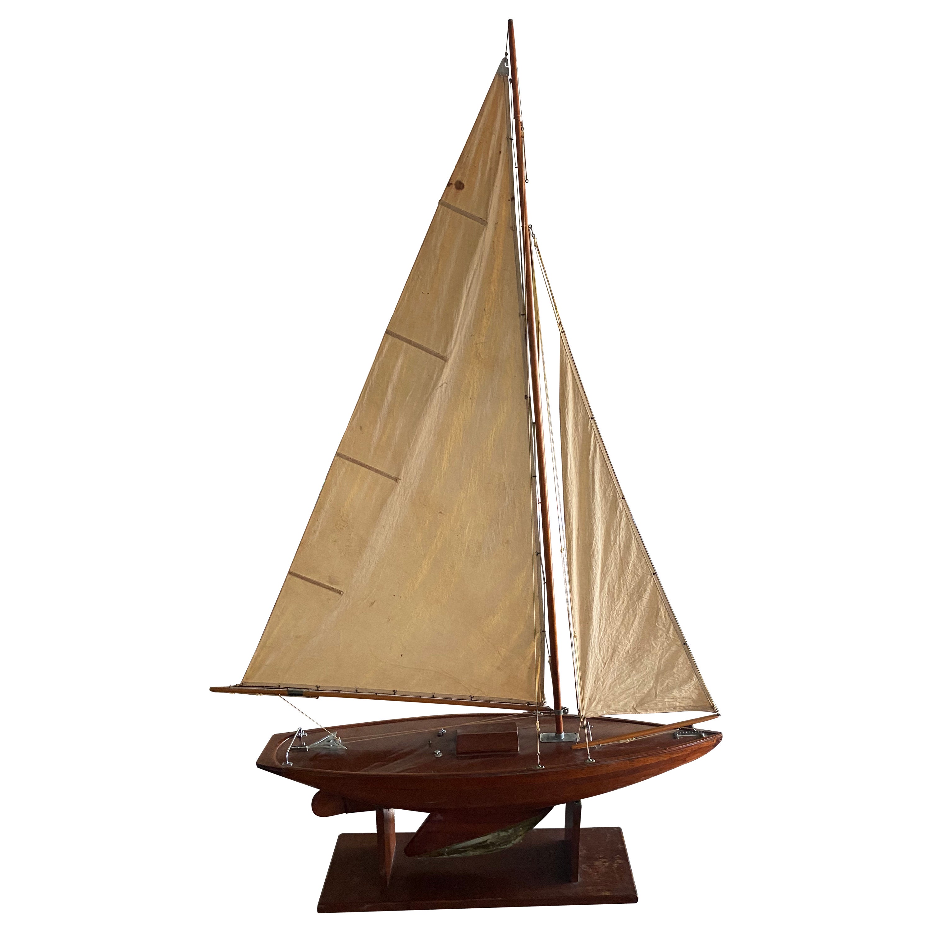 19th Century English Mahogany Schooner Ship Model, Great Attention To Detail For Sale