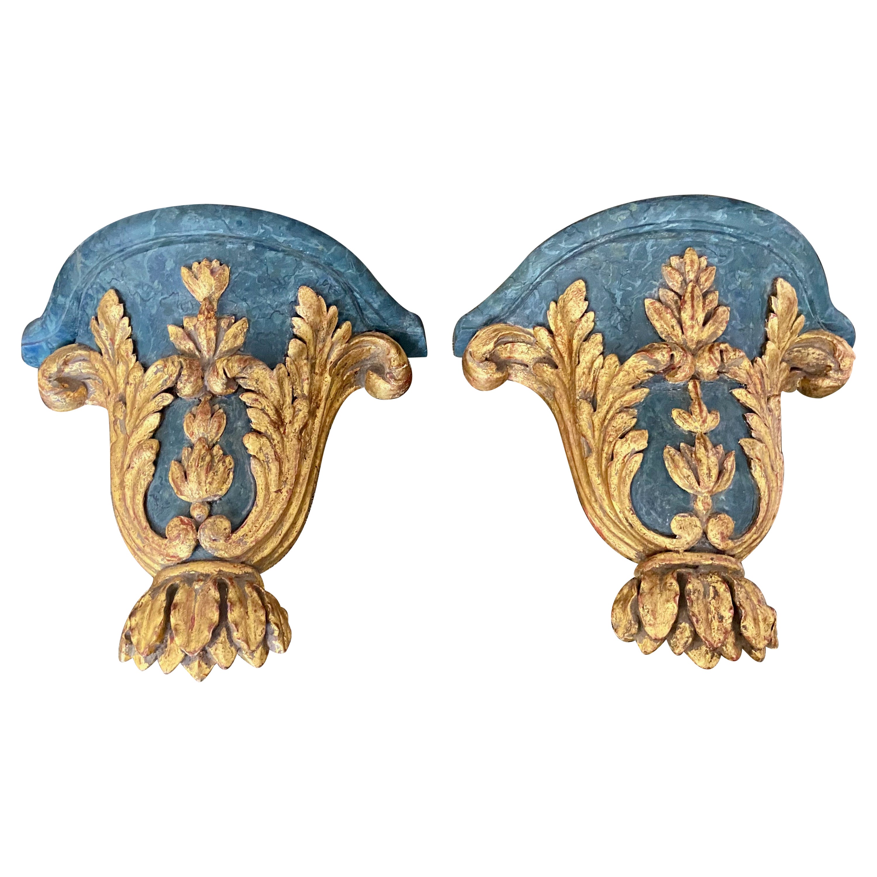 Pair French Louis XV Giltwood Wall Brackets  For Sale