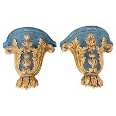 Pair French Louis XV Giltwood Wall Brackets 