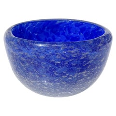 Vintage Murano Miniature Blue Pulegoso Technique Italian Art Glass Bowl Vide-Poche