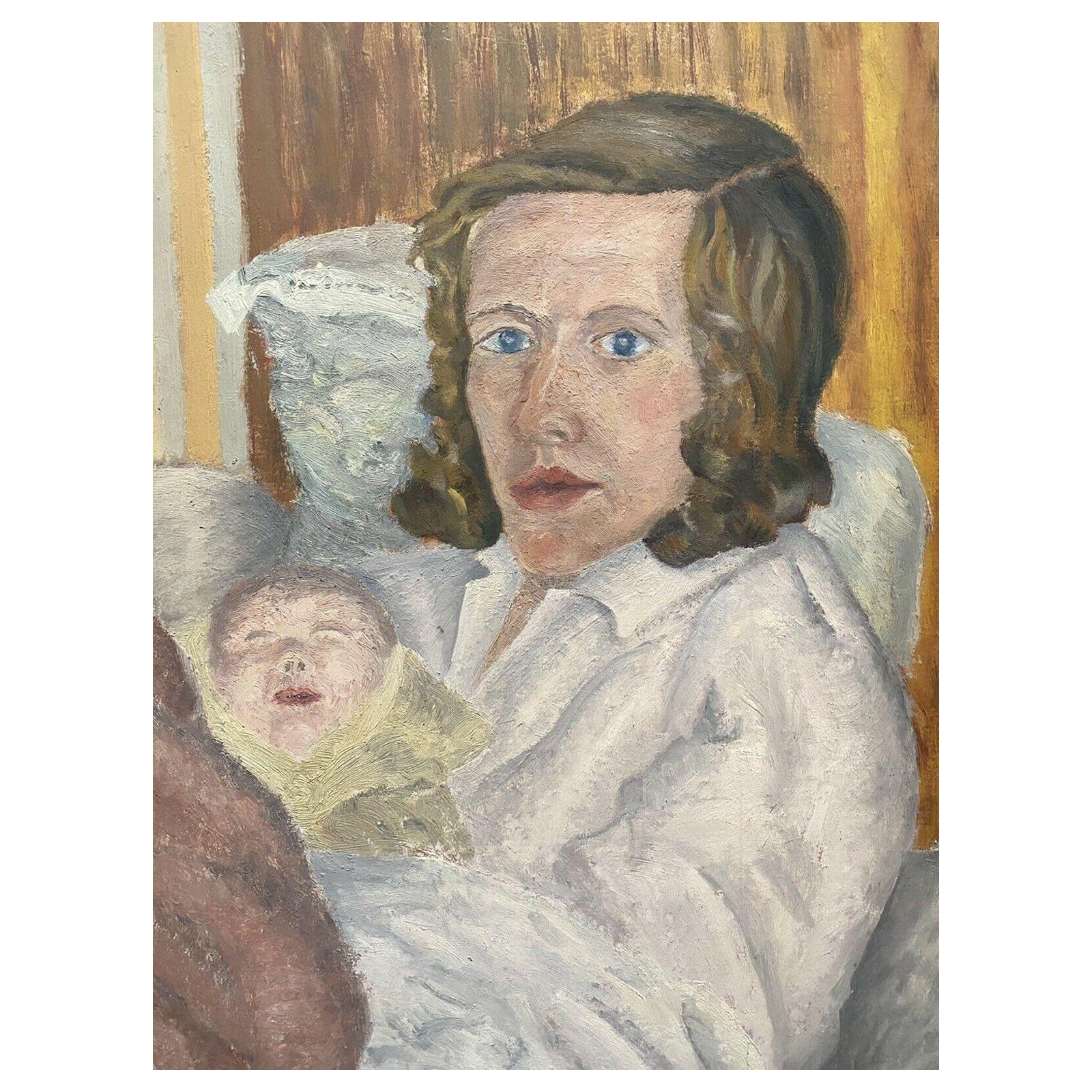 Genevieve Zondervan French Oil Painting, Mother and Child Portrait For Sale