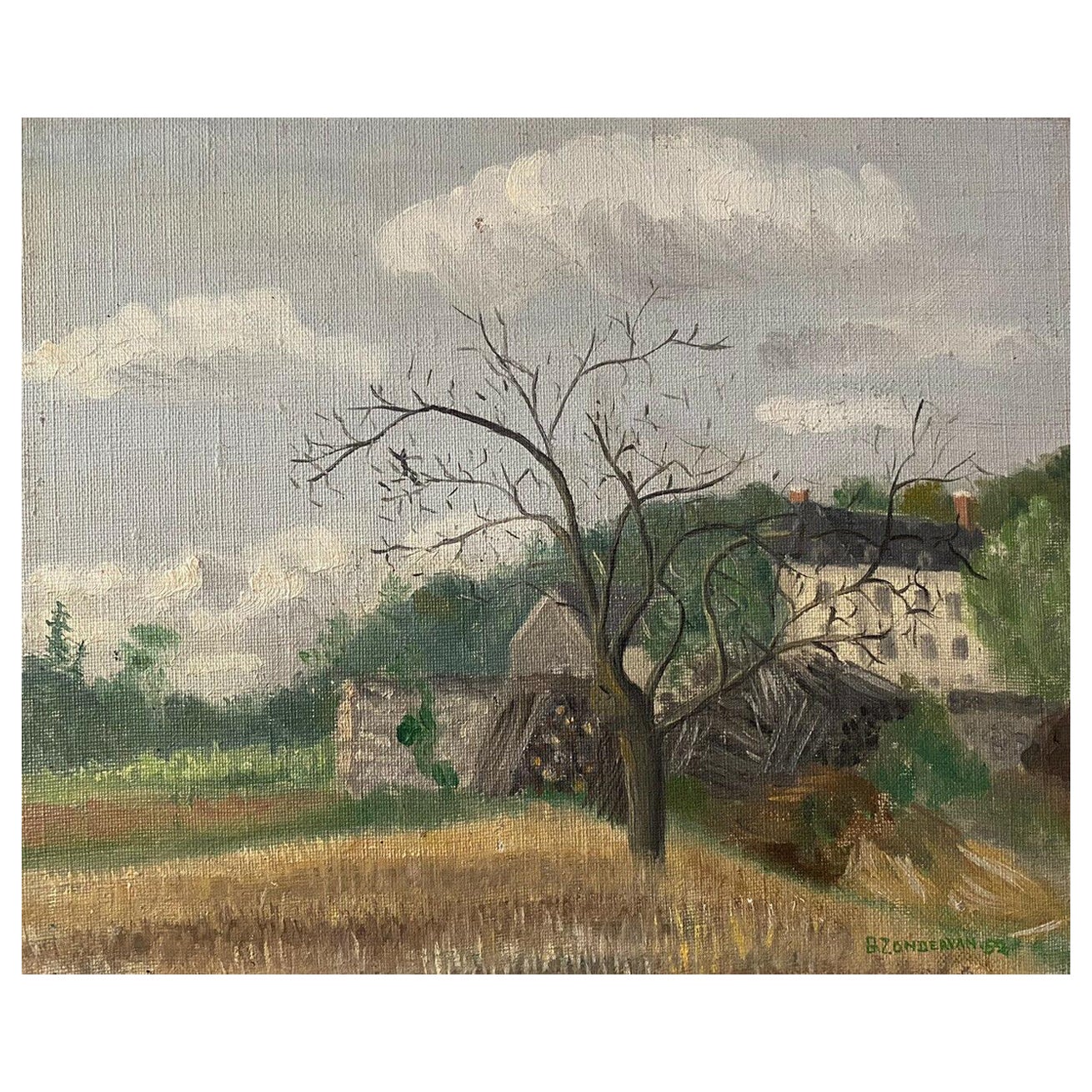 Genevieve Zondervan French Oil Painting, Rural Landscape Fields For Sale
