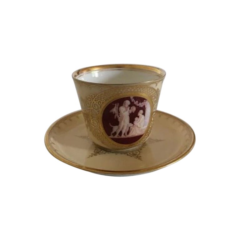 Royal Copenhagen Early Cup and Saucer with Thorvaldsen Motif from 1860-1880 For Sale