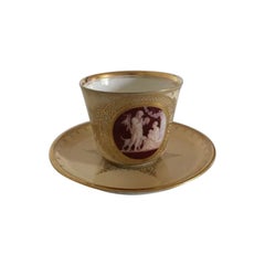 Antique Royal Copenhagen Early Cup and Saucer with Thorvaldsen Motif from 1860-1880
