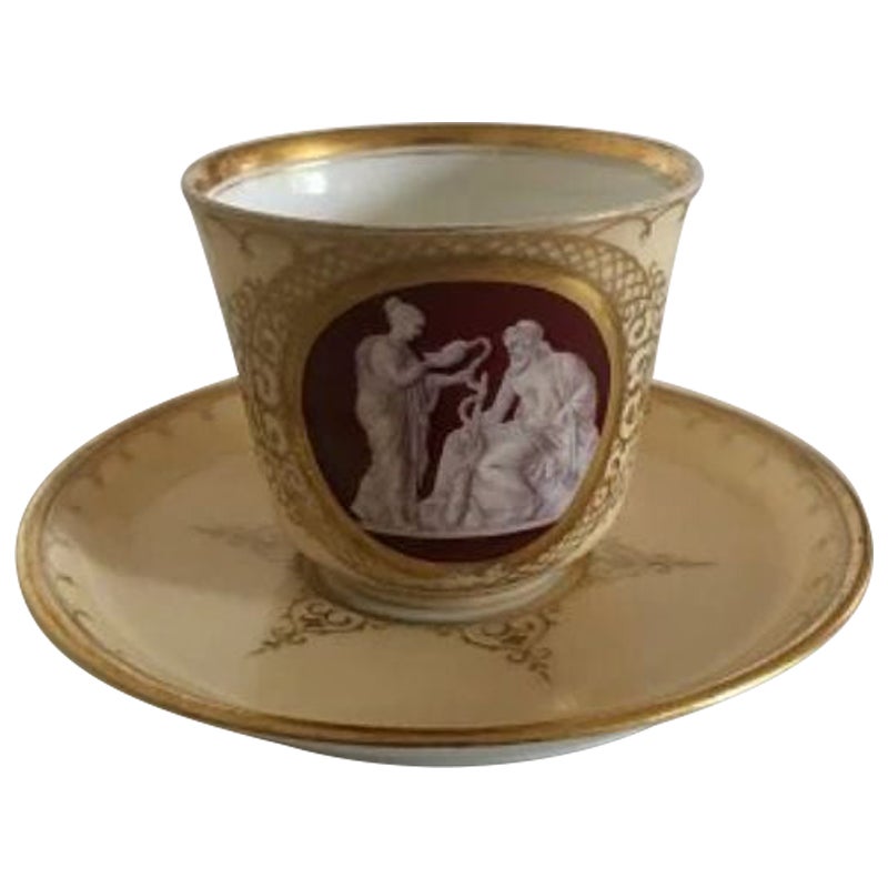 Royal Copenhagen Early Cup and Saucer with Thorvaldsen Motif from 1860-1880 For Sale