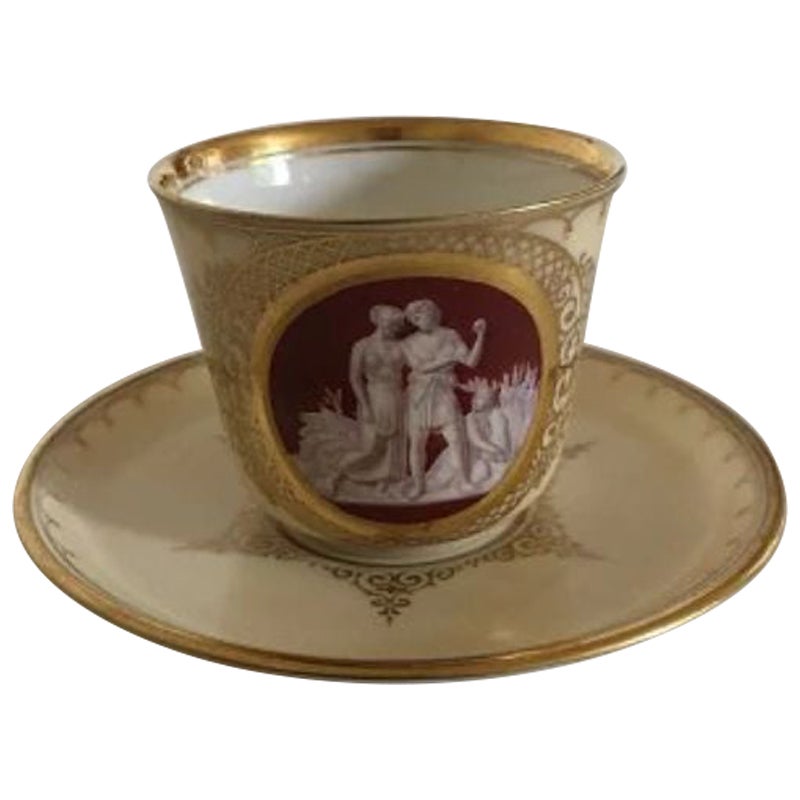 Royal Copenhagen Early Cup and Saucer with Thorvaldsen Motif from 1860-1880 For Sale