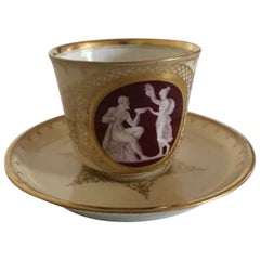 Antique Royal Copenhagen Early Cup and Saucer with Thorvaldsen Motif from 1860-1880
