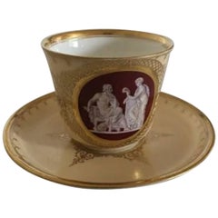 Royal Copenhagen Early Cup and Saucer with Thorvaldsen Motif from 1860-1880